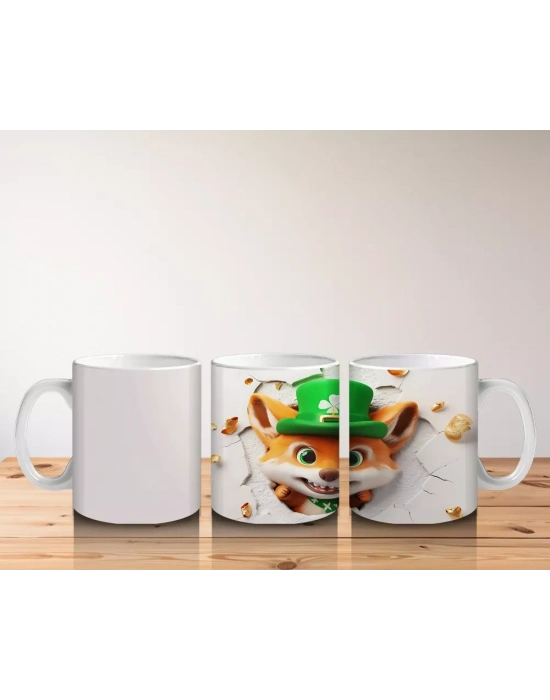 St. Patrick Şapkalı Oyuncu Tilki – Baskılı Kahve Kupası