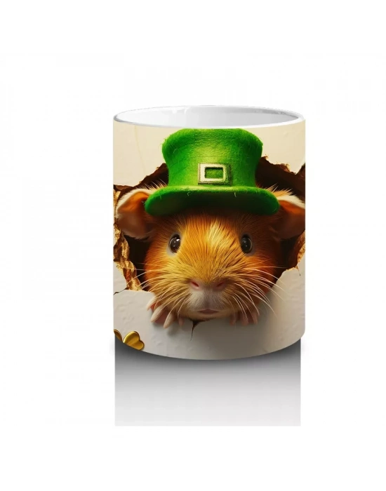 St. Patrick Şapkalı Tüylü Hamster – Baskılı Kahve Kupası
