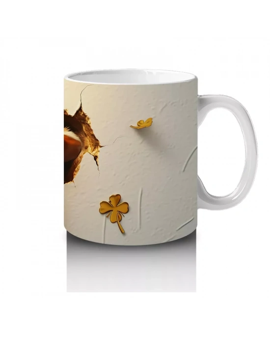 St. Patrick Şapkalı Tüylü Hamster – Baskılı Kahve Kupası