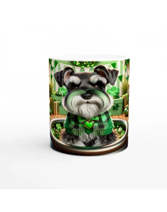 St. Patrick Temalı Schnauzer Köpek Baskılı Kupa Bardak