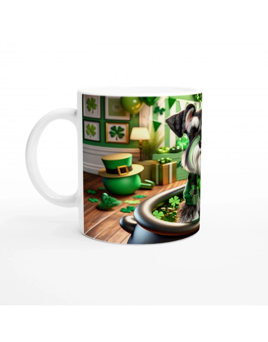 St. Patrick Temalı Schnauzer Köpek Baskılı Kupa Bardak