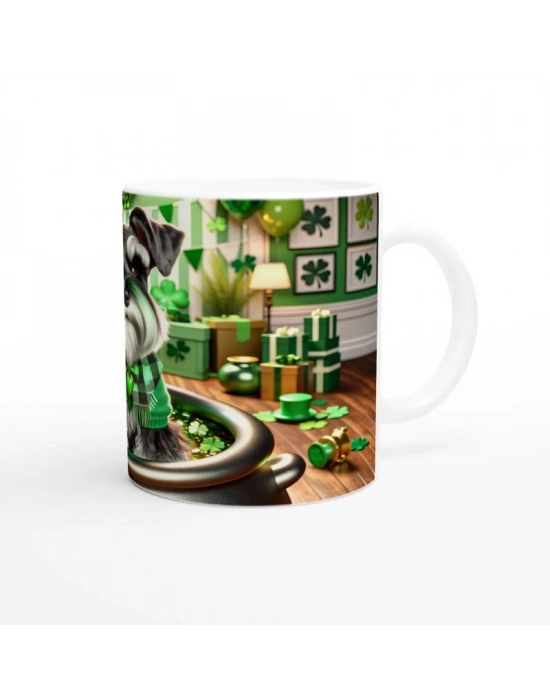 St. Patrick Temalı Schnauzer Köpek Baskılı Kupa Bardak