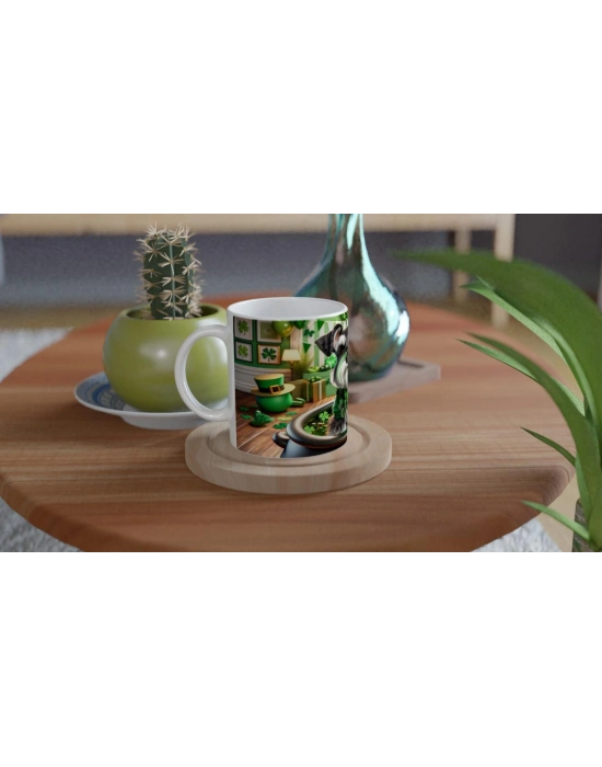 St. Patrick Temalı Schnauzer Köpek Baskılı Kupa Bardak