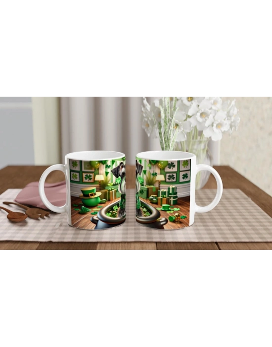 St. Patrick Temalı Schnauzer Köpek Baskılı Kupa Bardak