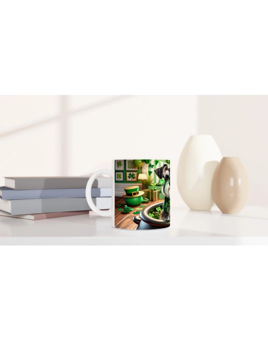 St. Patrick Temalı Schnauzer Köpek Baskılı Kupa Bardak