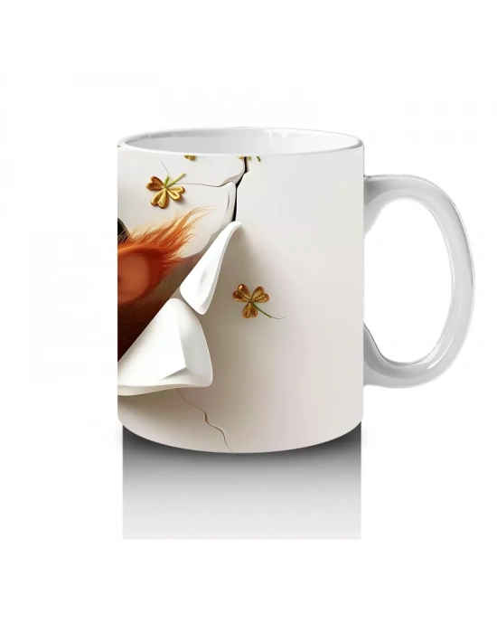 St. Patrick’s Temalı Sevimli Fare Karakteri - Baskılı kahve kupası