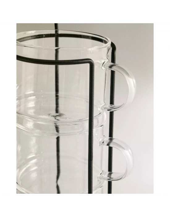 Standlı Borosilikat 4lü Fincan Seti