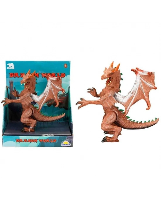 Standlı Ejderha Figürü  13 cm - Kahverengi