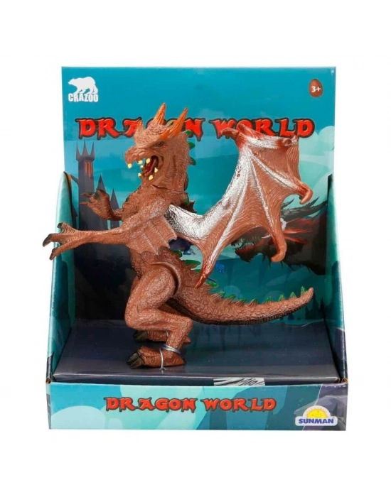 Standlı Ejderha Figürü  13 cm - Kahverengi