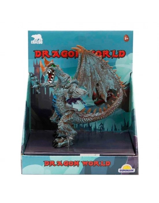 Standlı Ejderha Figürü  13 cm - Mavi