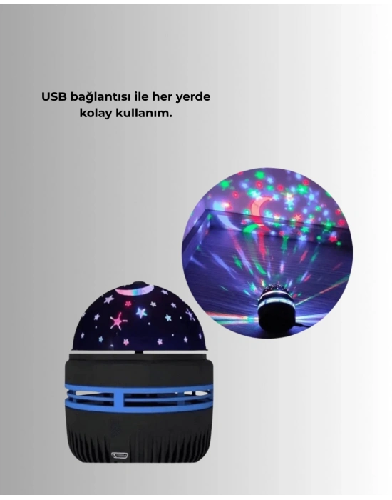 Star Master Galaxy Projektör – 360° Dönebilen Gece Lambası, Dekoratif Ambiyans Işığı