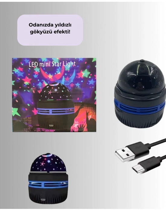 Star Master Galaxy Projektör – 360° Dönebilen Gece Lambası, Dekoratif Ambiyans Işığı