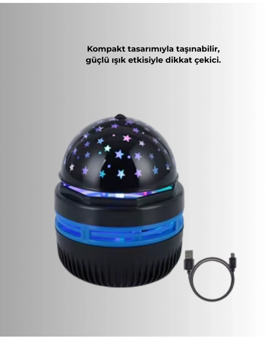 Star Master Galaxy Projektör – 360° Dönebilen Gece Lambası, Dekoratif Ambiyans Işığı