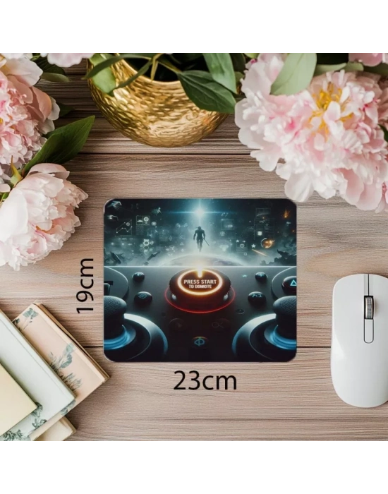 Start Butonlu 3D Mousepad – Dominate - 19x23 cm 2 mm Dikdörtgen İthal Baskılı Mouse Pad