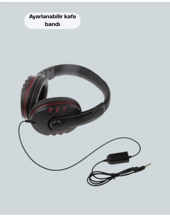 Stereo KırmızıKulaklığı Yumuşak Pedli Mikrofonlu