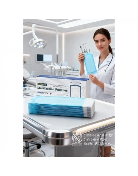 ® Sterilizasyon Poşeti 200 Adet - Otoklav Kendinden Yapışkanlı Medikal Poşet 9x26 cm