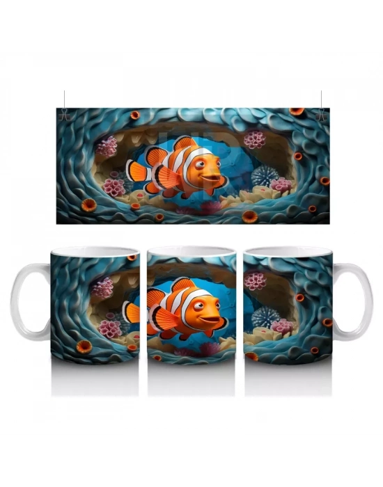 Sualtı Dünyasında Tek Palyaço Balığı – Baskılı Kahve Kupası