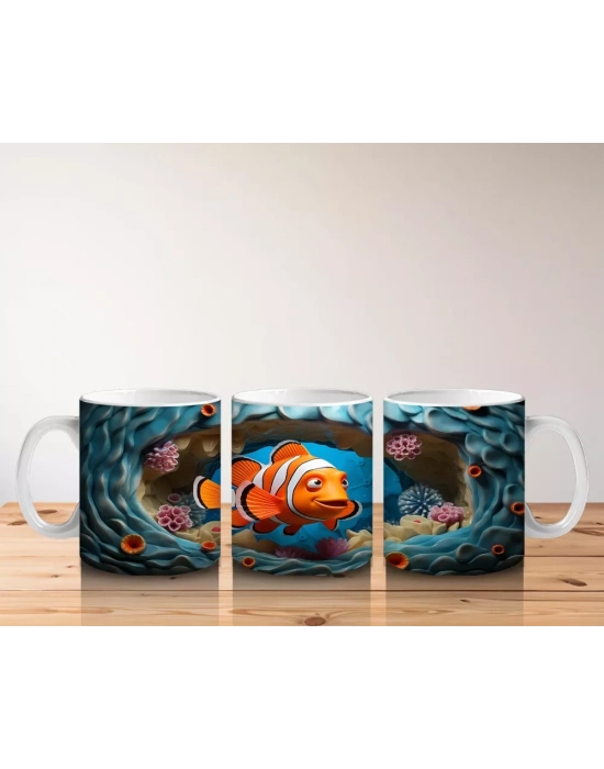 Sualtı Dünyasında Tek Palyaço Balığı – Baskılı Kahve Kupası