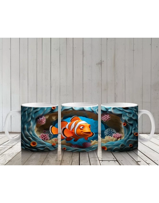 Sualtı Dünyasında Tek Palyaço Balığı – Baskılı Kahve Kupası