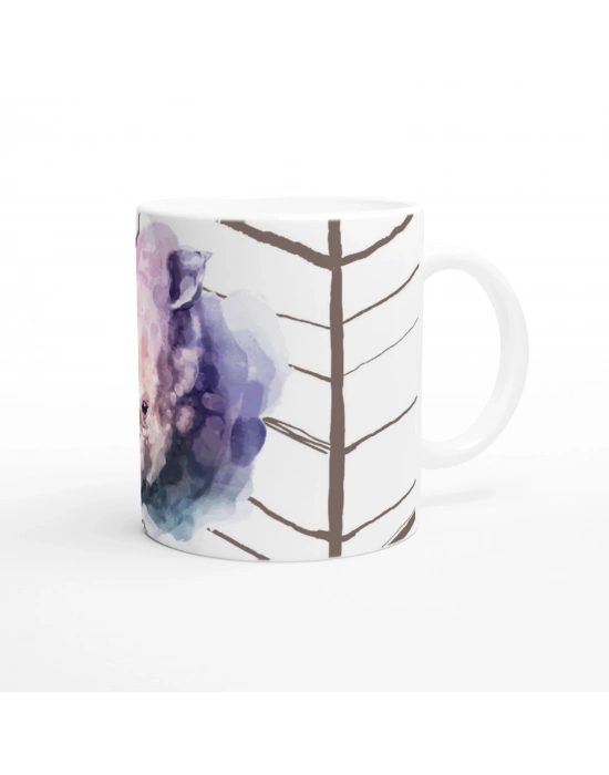 Suluboya Gergedan İllüstrasyonu Temalı Baskılı Kupa Bardak