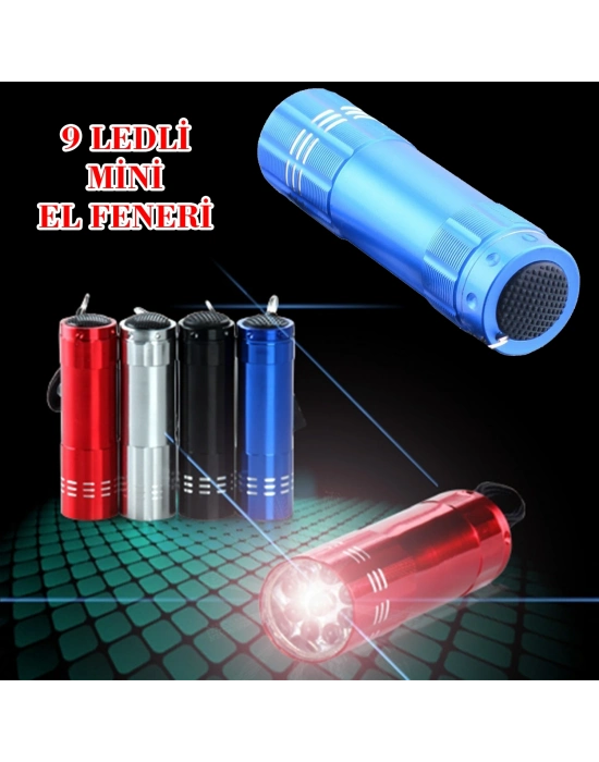 Süper Parlak 9 Ledli Metal Mini El Feneri