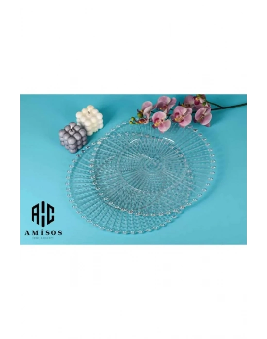 Supla, Boncuklu Sunum Tepsisi Şeffaf Sunumluk 20 Cm.