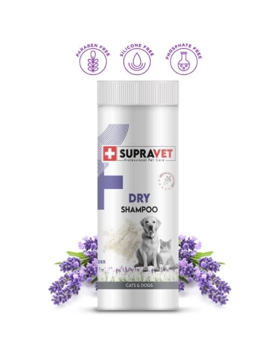 Supravet Dry Shampoo Lavanta Özlü Kedi ve Köpek Toz Şampuan 150 Ml