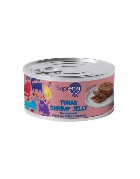 Supreme Cat Jöle İçerisinde Ton Balıklı ve Karidesli Yetişkin Kedi Konservesi 1 Adet 85 Gr