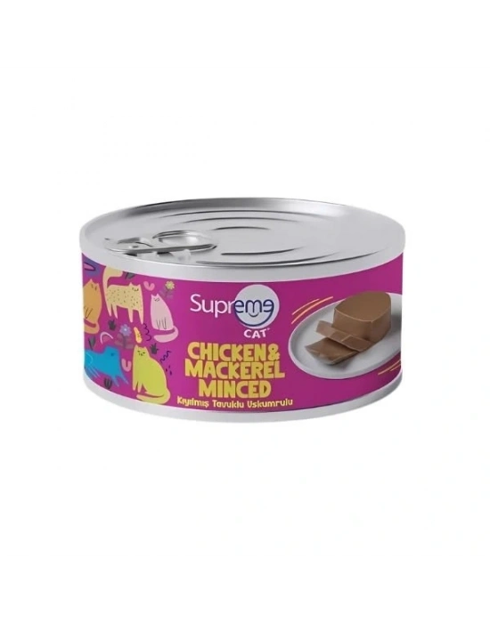 Supreme Cat Kıyılmış Tavuklu ve Uskumrulu Yetişkin Konserve Kedi Maması 1 Adet 85 Gr
