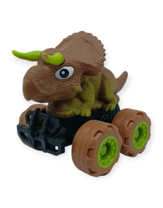 Sürtmeli Dinazor Arabalar 12 cm - H-20 - Triceraptors -Kahverengi