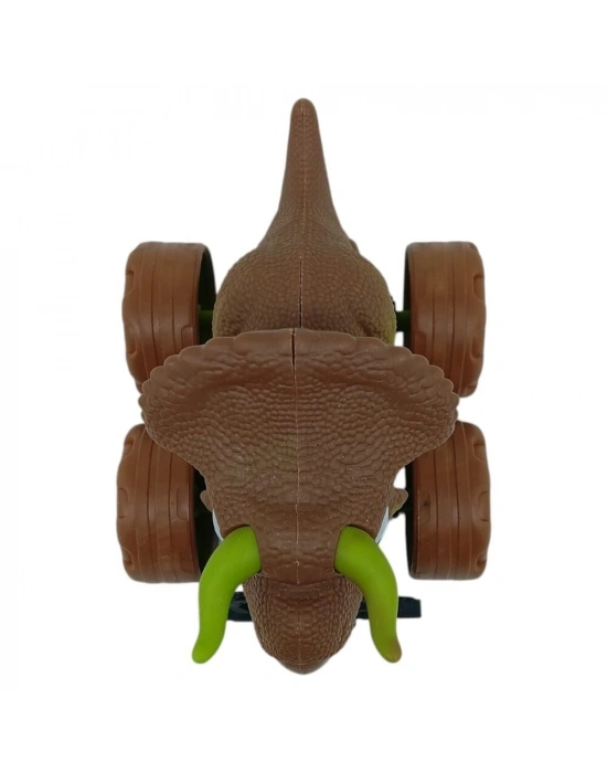 Sürtmeli Dinazor Arabalar 12 cm - H-20 - Triceraptors -Kahverengi