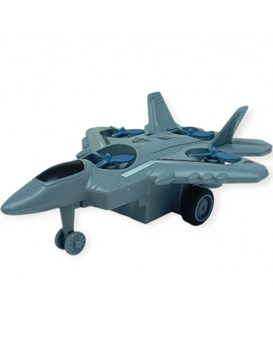 Sürtmeli Döner 4 Pervaneli Uçak - Gri