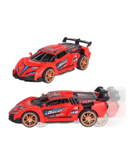 Sürtmeli Sesli Işıklı Spor Arabalar 18 cm - Kırmızı