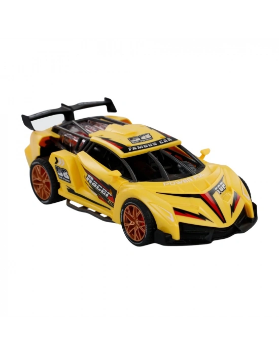 Sürtmeli Sesli Işıklı Spor Arabalar 18 cm - Sarı