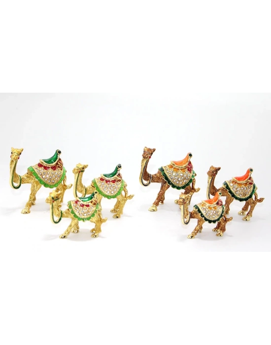 Swarovski Taşlı 3lü Deve Figürü Model 2