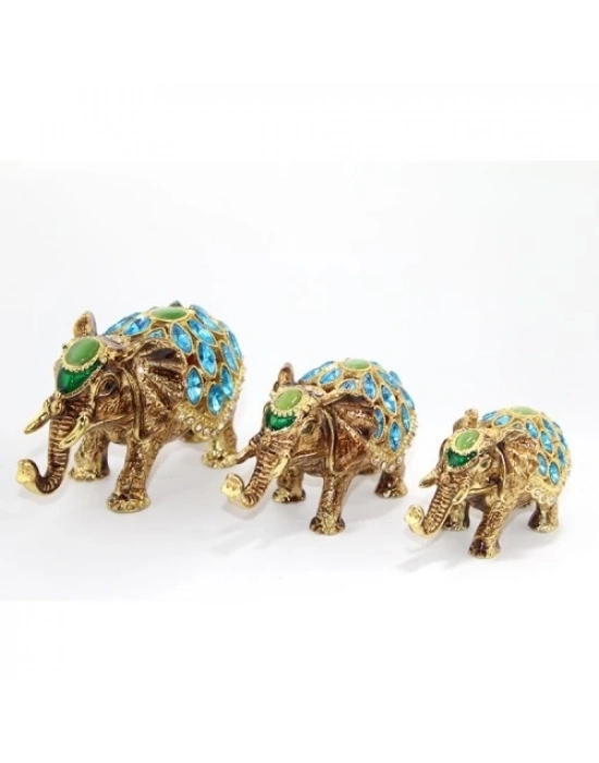 Swarovski Taşlı 3lü Fil Figürü Model 2
