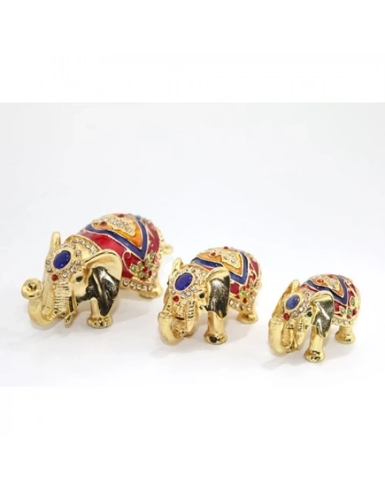 Swarovski Taşlı 3lü Fil Figürü Model 3