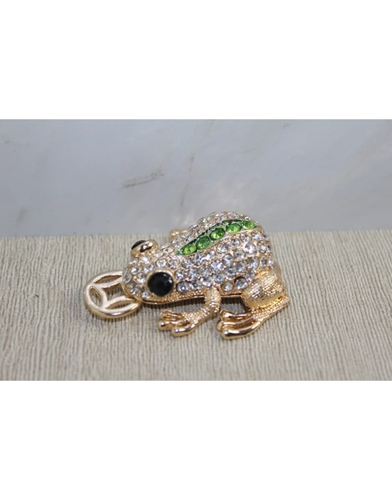 Swarovski Taşlı Minik Figür - Kurbağa