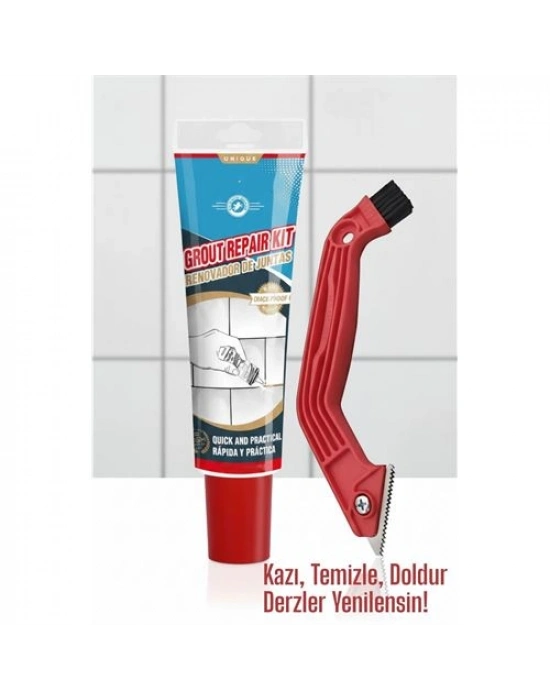 Derz Dolgu Macunu + Çelik Uçlu Derz Kazıyıcı Set | Fayans Arası Temizlik ve Yenileme Çözümü