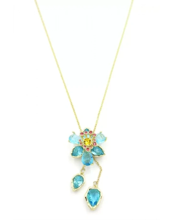 Swr Çiçek Kolye - Turkuaz