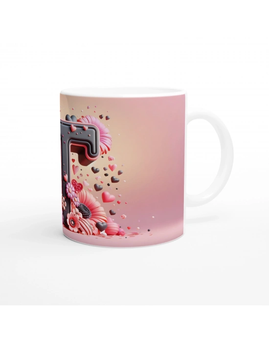 T Harfi Sanatsal Dokulu Kupa Bardak