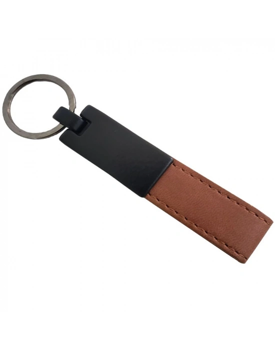 Taba Renk Deri Metal Anahtarlık