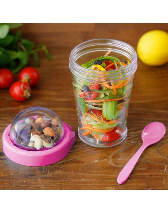 ®  Taken Go Kapaklı Kaşıklı Pratik Taşınabilir Meyveli Yoğurt Kabı