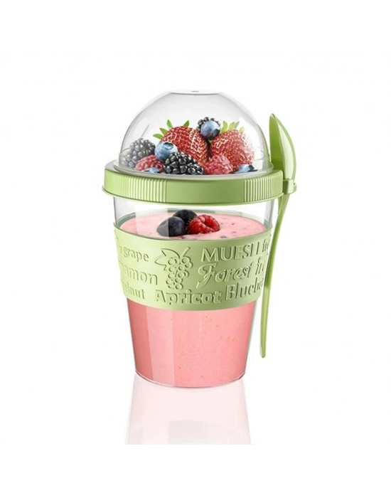 ®  Taken Go Kapaklı Kaşıklı Pratik Taşınabilir Meyveli Yoğurt Kabı