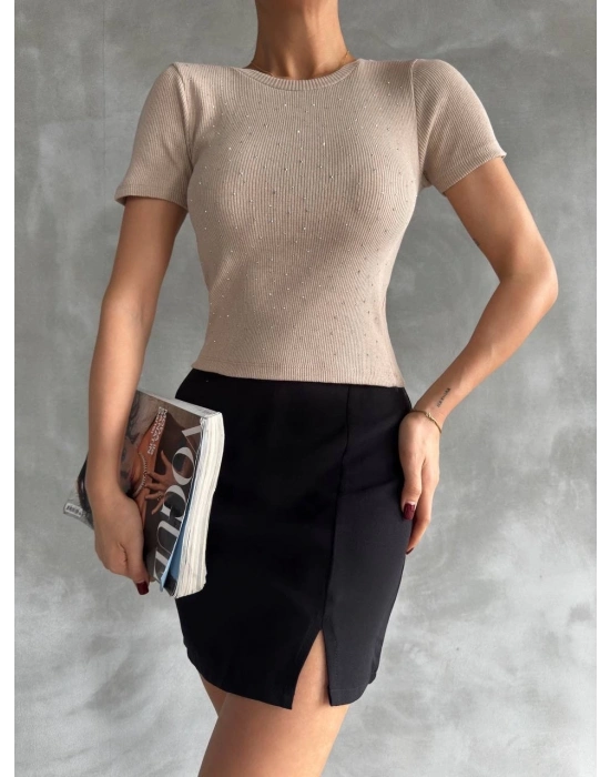 Taş baskılı kaş korse bluz