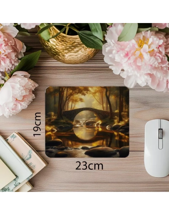 Taş Köprülü Orman Manzaralı Mousepad - 19x23 cm 2 mm Dikdörtgen İthal Baskılı Mouse Pad