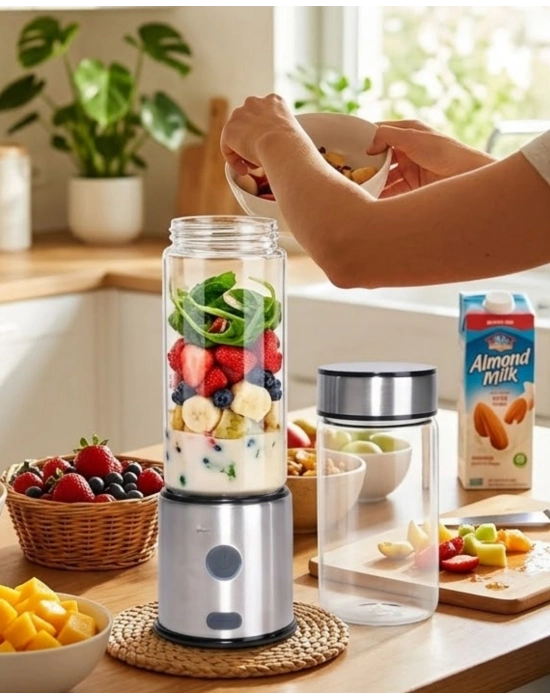 Taşınabilir Cam Blender 450 ml 350 ml Çift Hazneli Smoothie Blender