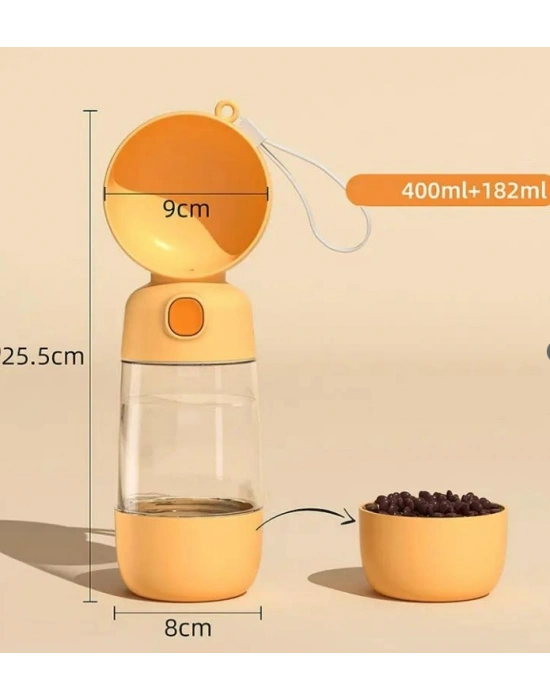 Taşınabilir Evcil Hayvan Mama Hazneli Su Matarası