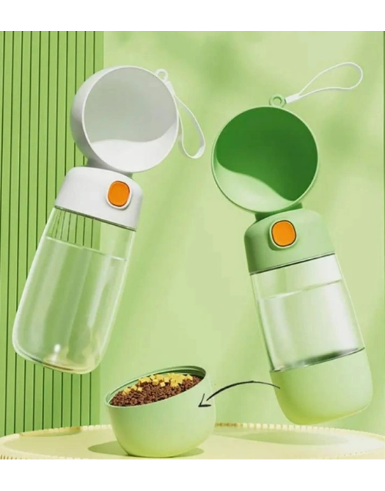 Taşınabilir Evcil Hayvan Mama Hazneli Su Matarası