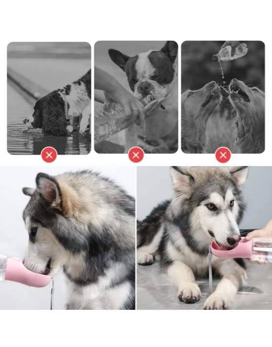 ®  Taşınabilir Mama Hazneli Evcil Hayvan Suluğu Seyahat Kabı Kilitlenebilen Su Sızdırmaz 380ML